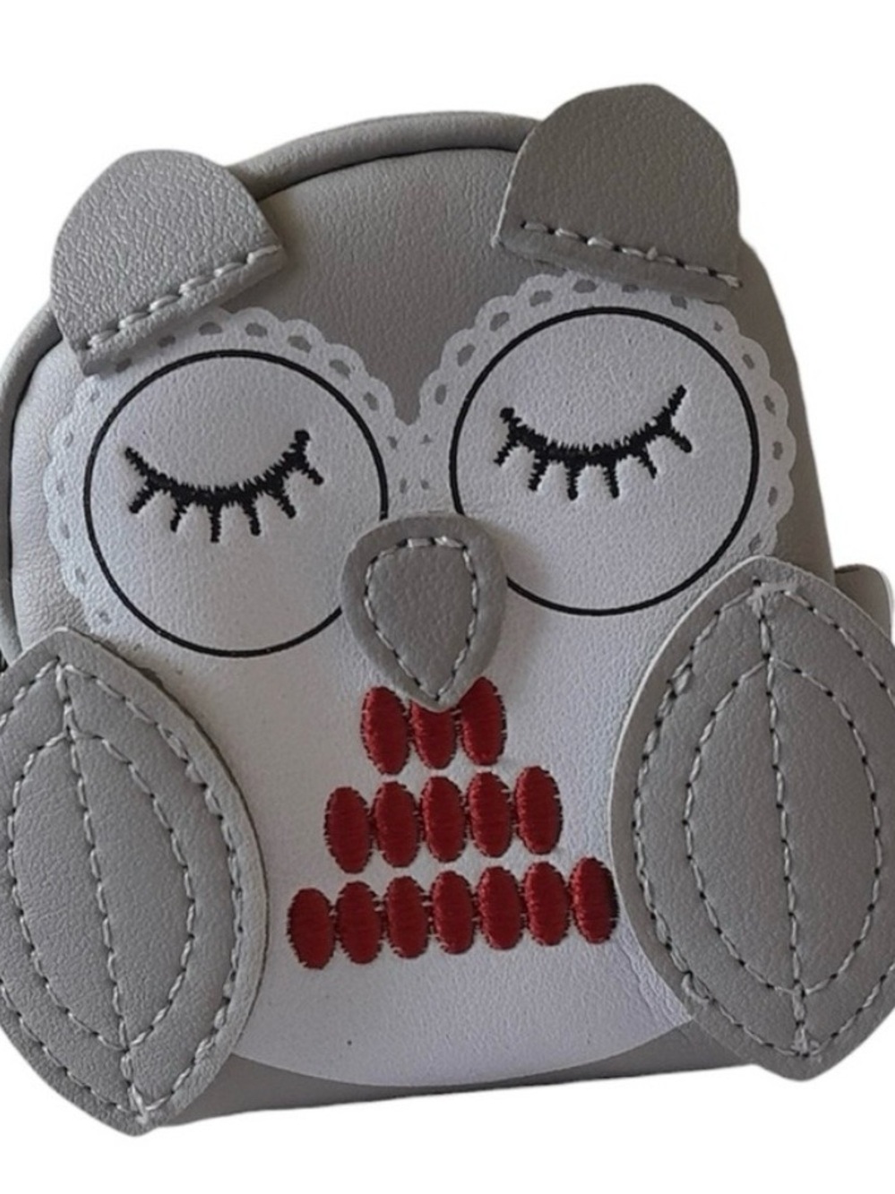 Cute Owl Coin Purse Keychain Bag Charm - Gray & White - Picture 15 of 15